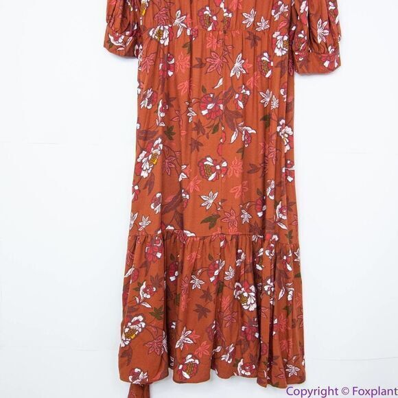 NEW Eloquii Elements Floral Print Midi Wrap Dress with Puff Sleeves, 16 - Picture 12 of 16
